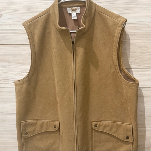 Women’s Talbots Tan Suede Zip-Up Vest with Standing Collar XL - Picture 2 of 5